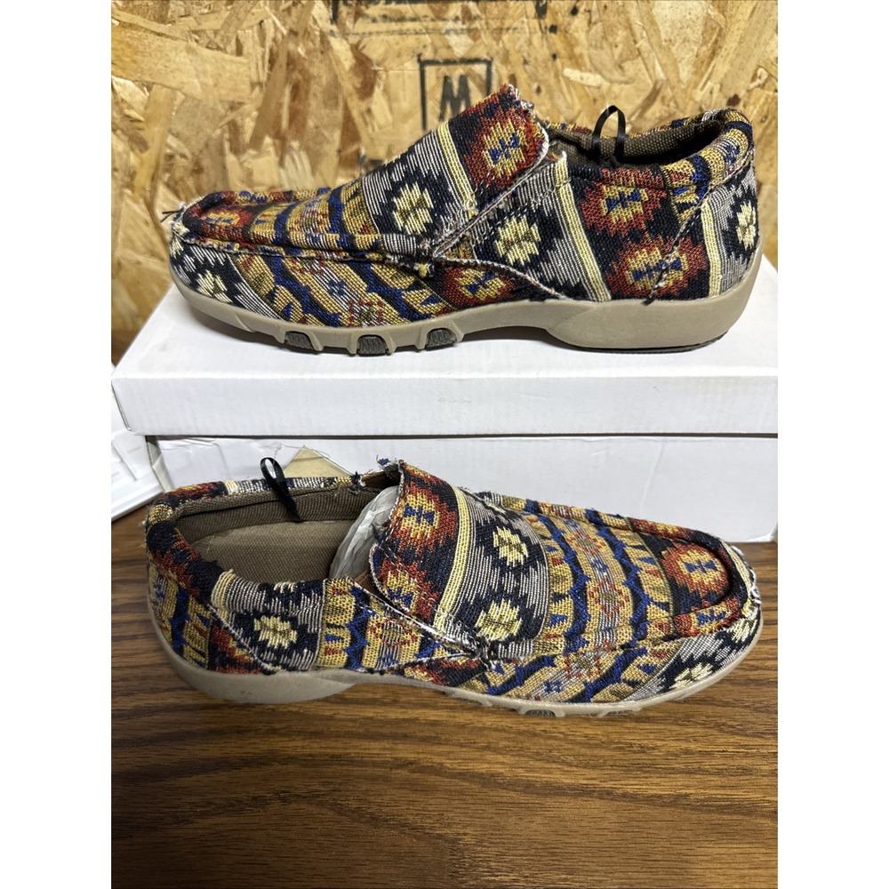 Roper Jackie Blue Women's 7 Aztec Southwestern Print Slip On Driving Moc NIB - Picture 2 of 9